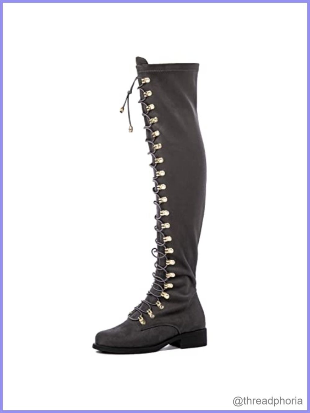 Over The Knee Thigh High Boots Faux Leather Lace-Up Side Zip